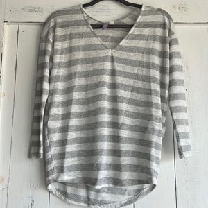 Ayla Glitered Silver and White striped Top (Francesca’s Collections)